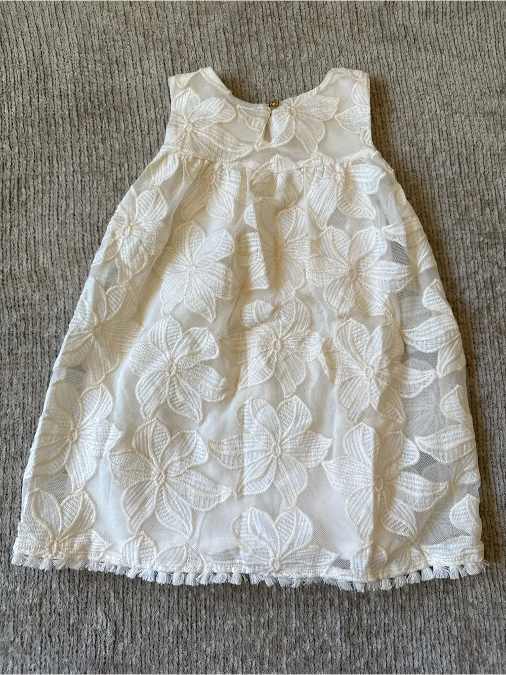 Genuine Kids OshKosh Girls 4T Ivory Floral Embroidered Lace Dress Boho